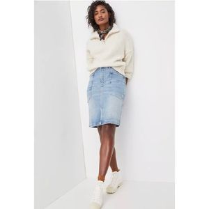 Anthropologie Pilcro & The Letterpress Light Blue Denim Midi Skirt Size 4